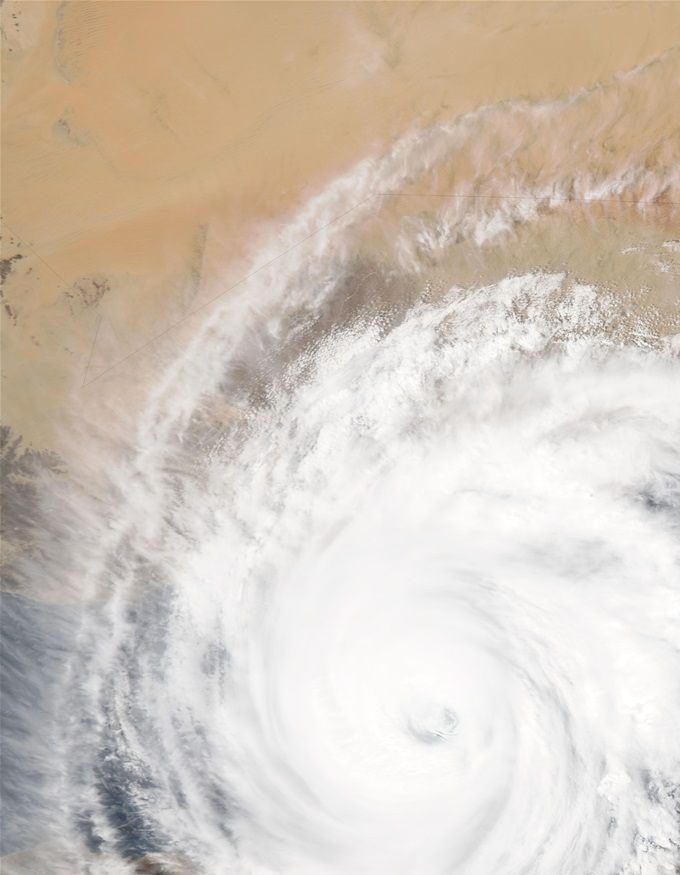 Due to rising water levels and temperature rises, extreme storms in hurricane strength 6 will destroy the earth. Source: NASA on Unsplash
